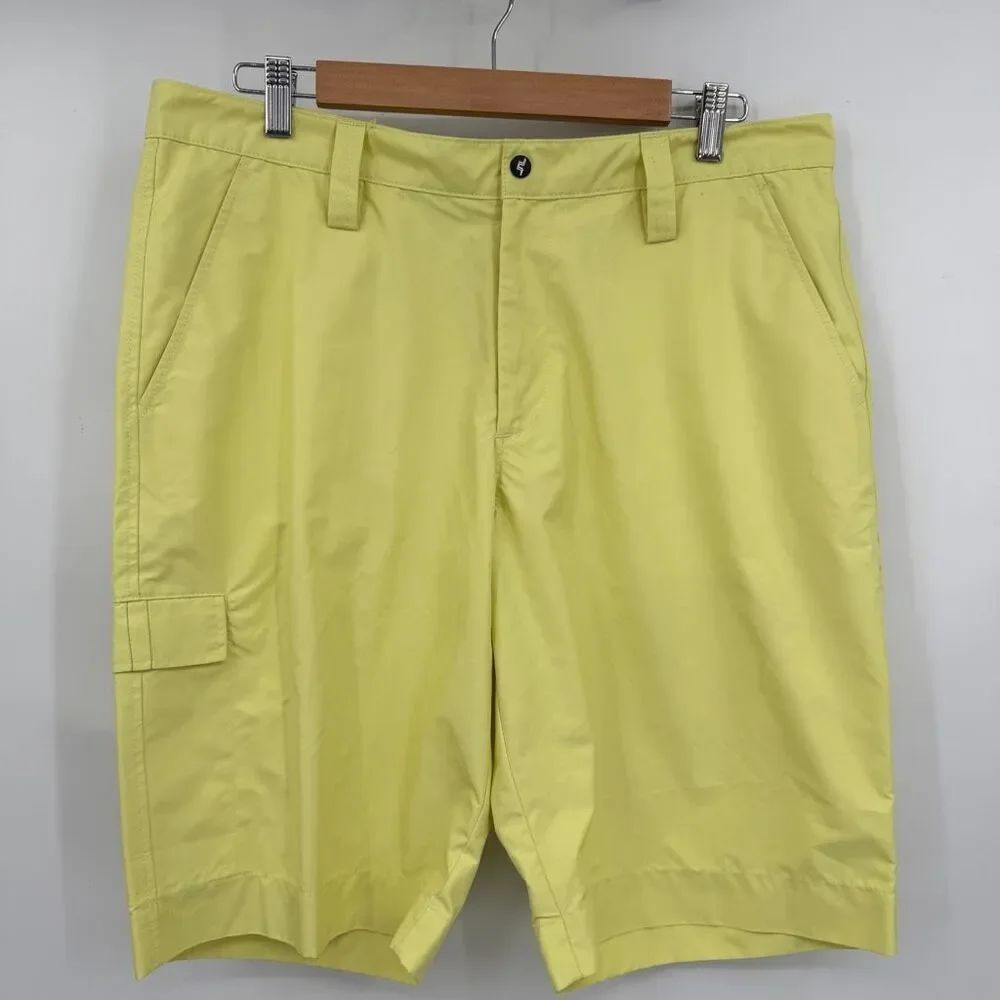 J.Lindeberg Yellow Lightweight Future Sports Performance Golf Shorts Size 34
